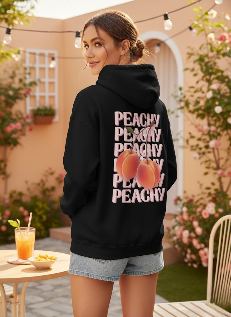Peachy Retro Stacked Pullover Hoodie