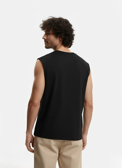 Sleeveless Black Printed Tank Top