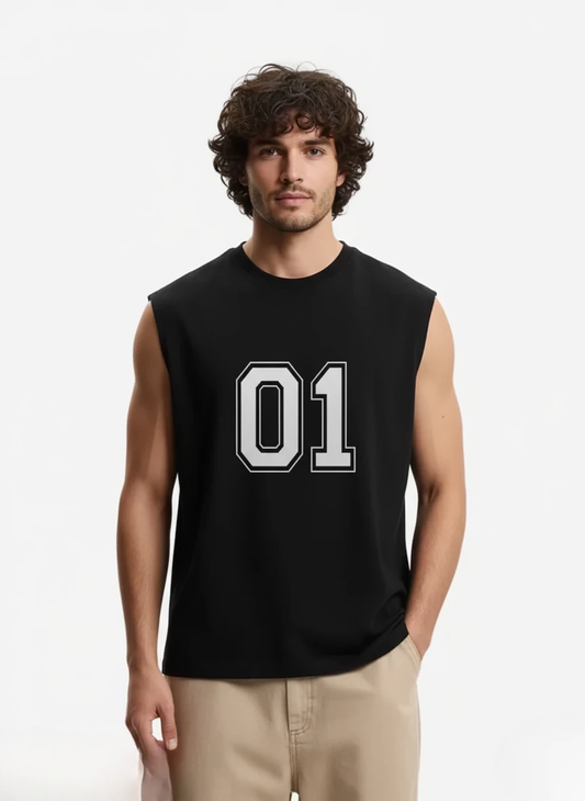 Sleeveless Black Printed Tank Top