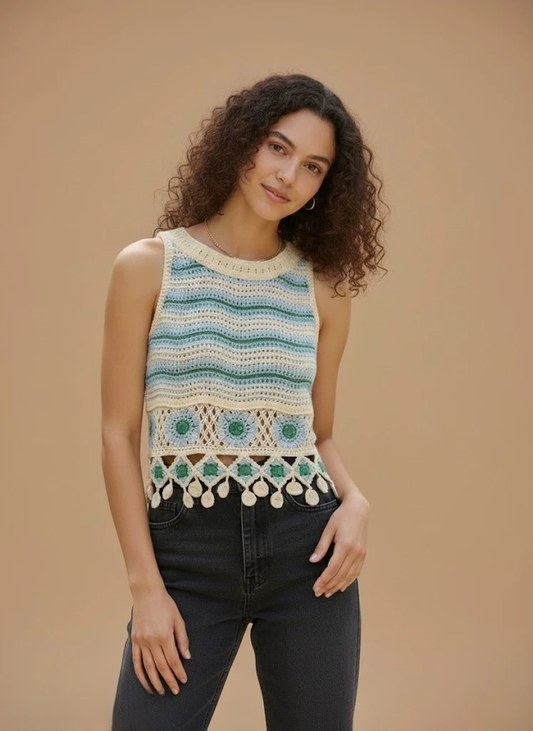 Crochet Halter Neck  Korean Top