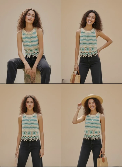 Crochet Halter Neck  Korean Top