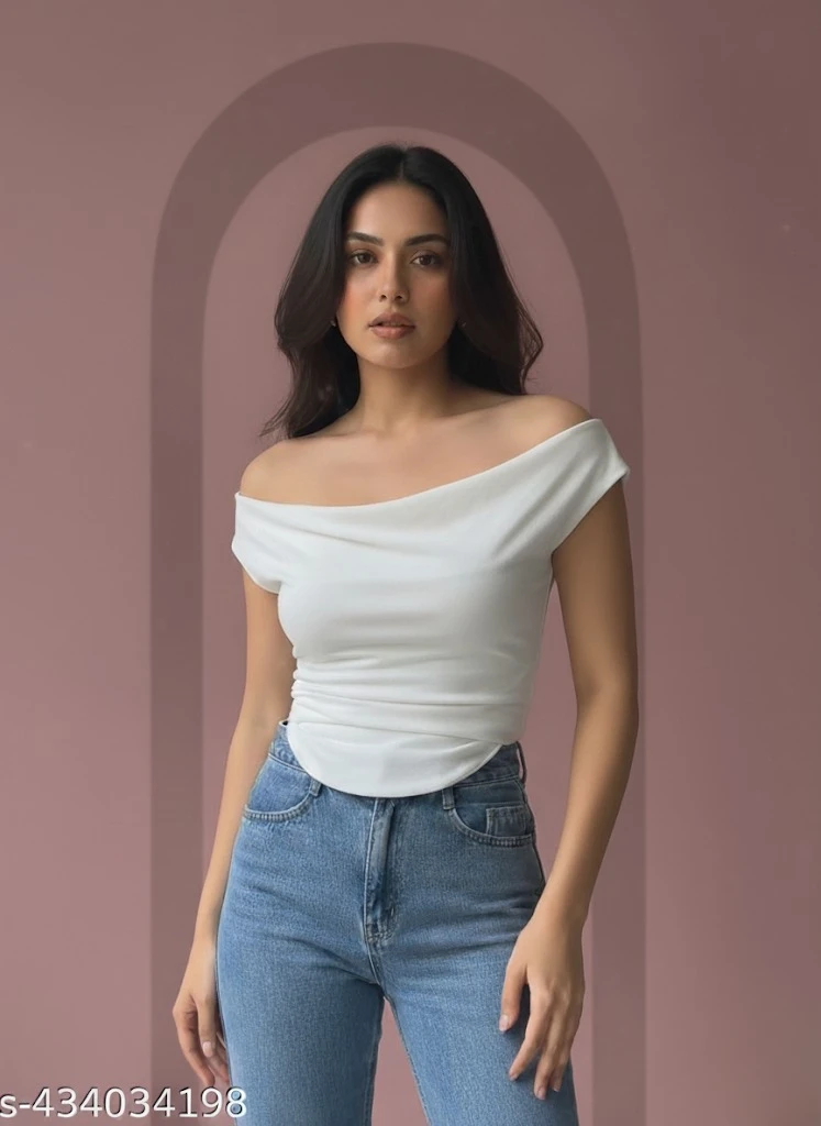 Draped Crop Top White