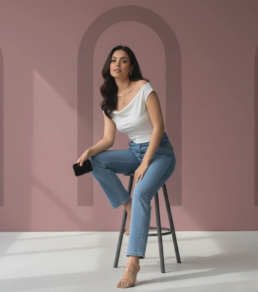 Draped Crop Top White