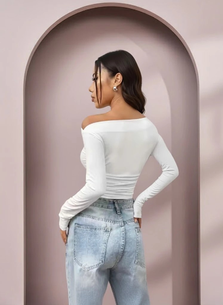 Ruched Cropped Full Sleeve Top