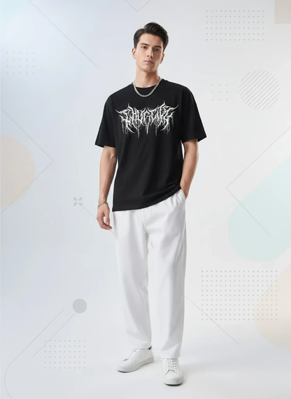 Gothic Printed Round Neck Oversize T-Shirt