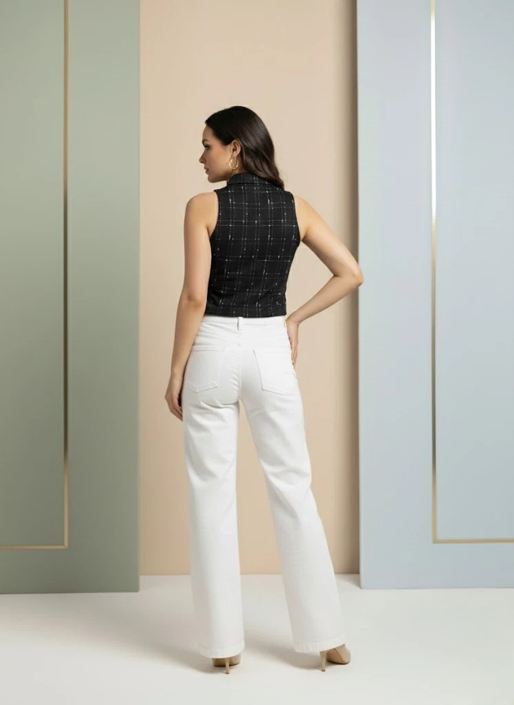 Stylish Black Print Waistcoat